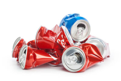 Compressed cans isolated on a white background